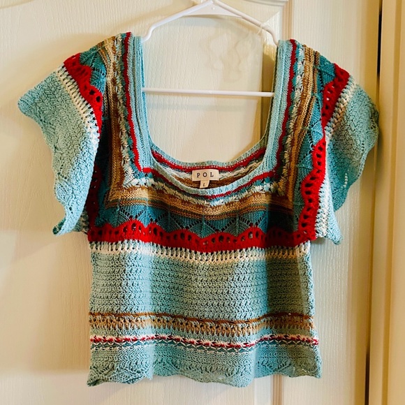 POL Women's Colorful Crochet Crop Top - Picture 4 of 5